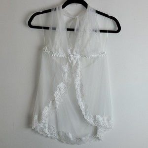 Fredericks of Hollywood White Lace Baby Doll Top